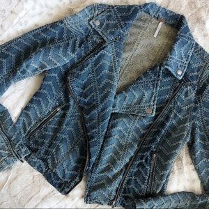 Free People Denim Moto Jean Jacket